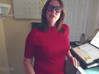 A charming middle-aged MILF gets a Visit to Her Office from a beau in it but He Finds that His Coworker is a Nymphomanic Nora 2