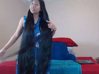 Perky Long Haired Asian Striptease and Hairplay: HD x rated film da